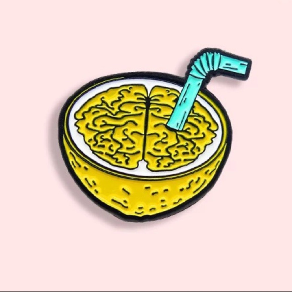 1 LEFT‼️ Surreal Lemonade Brain Enamel Pin Neuroscience Psych Chill Relax Badge - Picture 2 of 8
